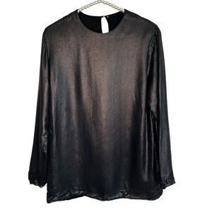 Peter‎ Cohen Metallic Blouse Top Womens XS Black Minimalist Designer Luxury